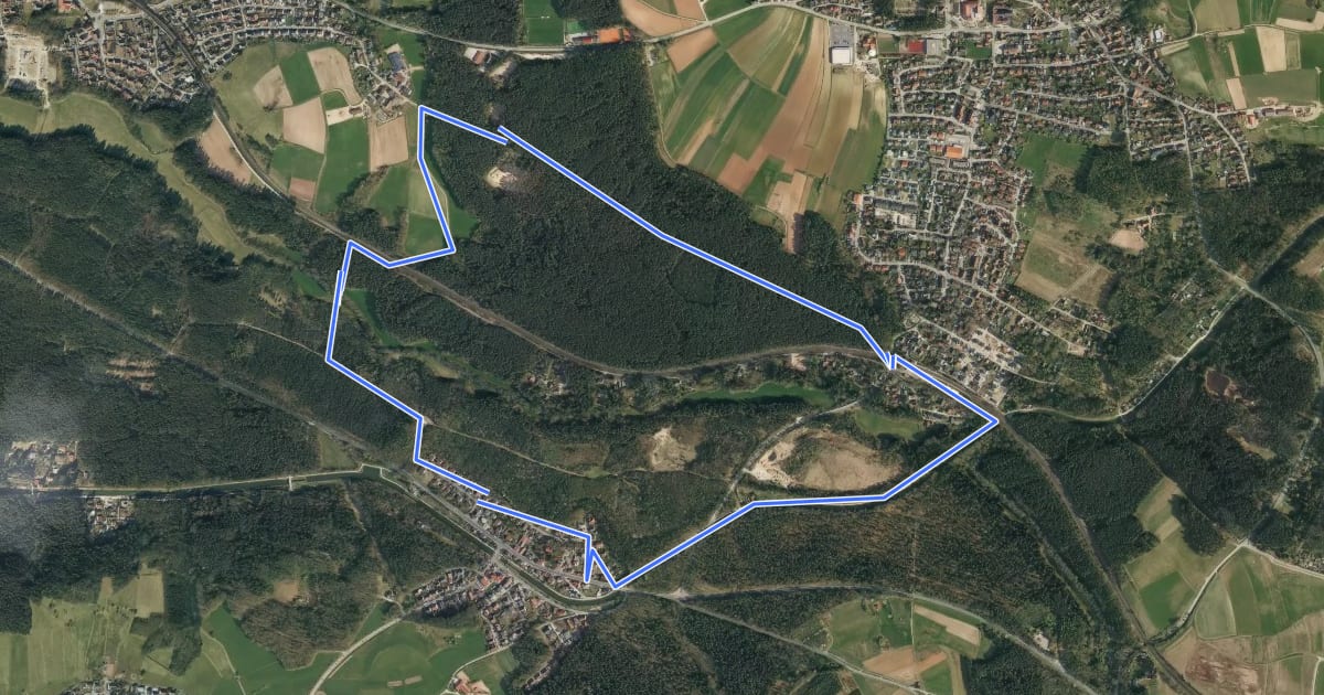 Маршрут Burgthann Walking König-Ludwig-Runde на спутниковом снимке