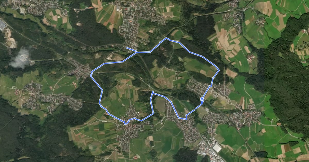 Маршрут Burgthann Walking Saugrabenrunde на спутниковом снимке