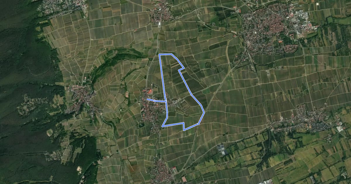 Маршрут Burgunderweg на спутниковом снимке