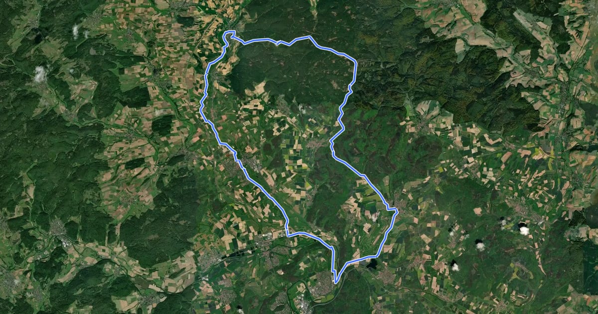 Маршрут Burgwald-Radweg на спутниковом снимке