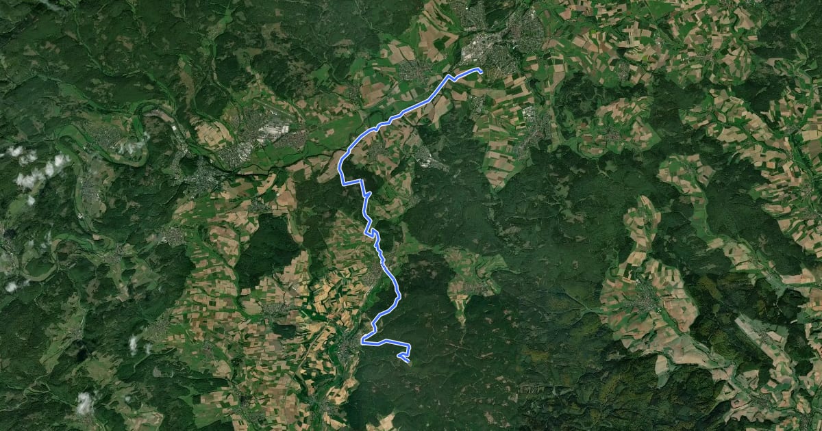 Маршрут Burgwaldpfad (Teilstrecke Christenberg-Frankenberg) на спутниковом снимке