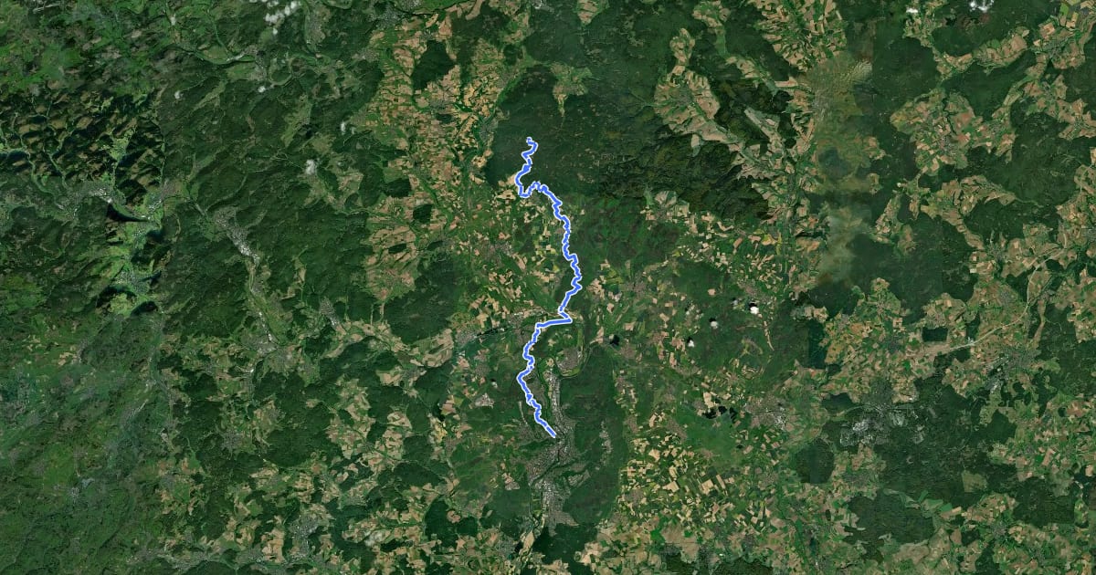 Маршрут Burgwaldpfad (Teilstrecke Marburg-Christenberg) на спутниковом снимке