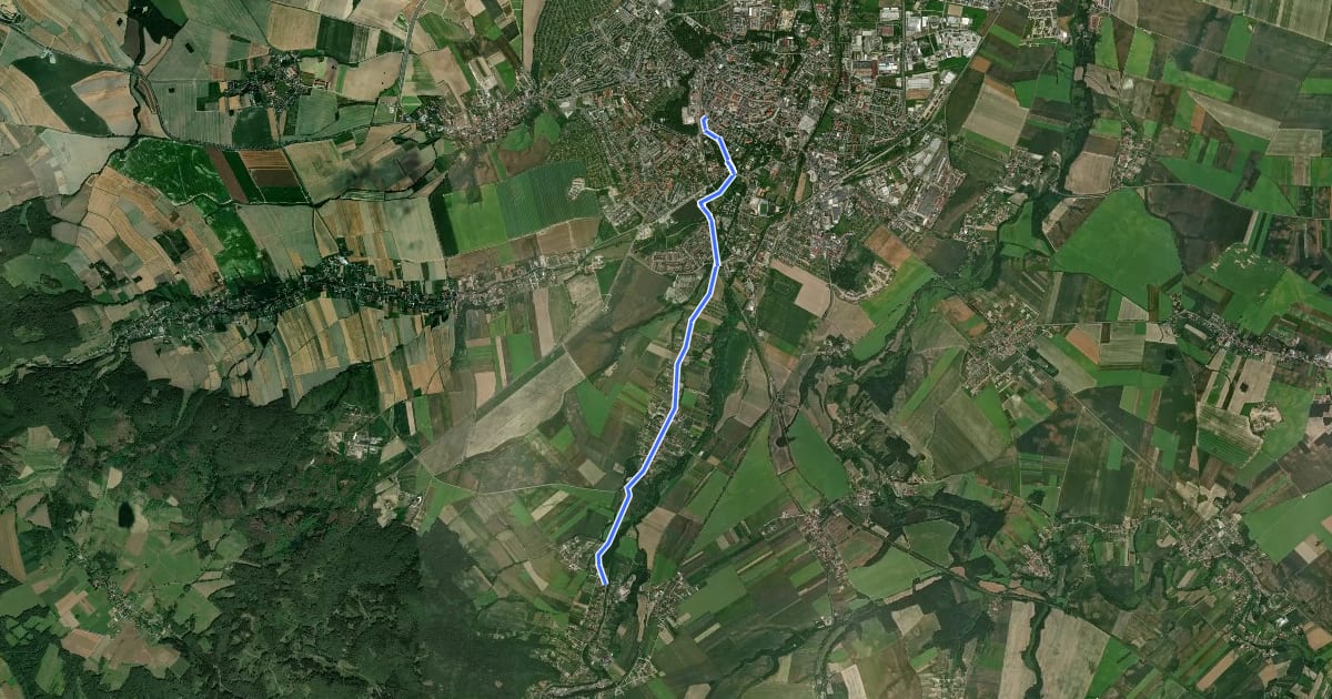 Маршрут Burkatów – Świdnica на спутниковом снимке