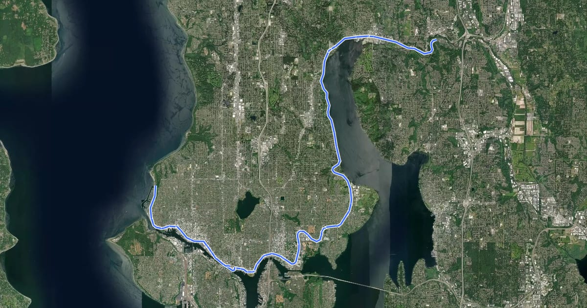 Маршрут Burke-Gilman Trail на спутниковом снимке