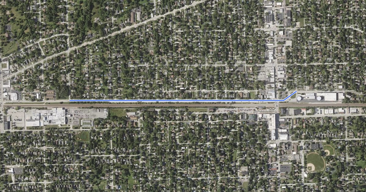 Маршрут Burlington Avenue на спутниковом снимке