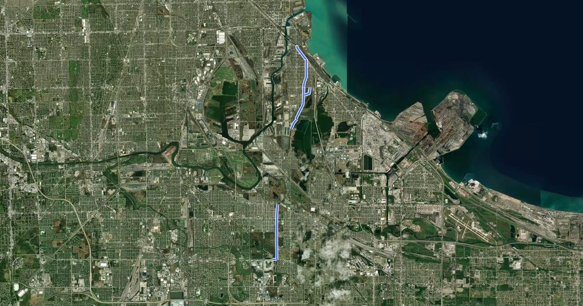Маршрут Burnham Greenway на спутниковом снимке