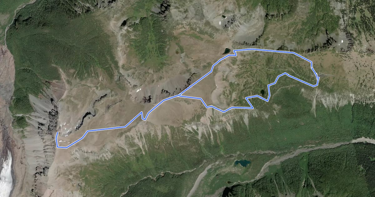 Маршрут Burroughs Mountain Loop на спутниковом снимке