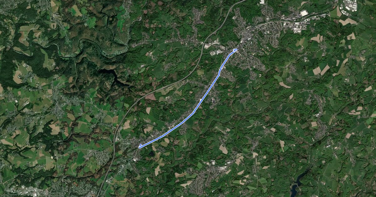 Маршрут Burscheid (15) - Wermelskirchen (24) на спутниковом снимке
