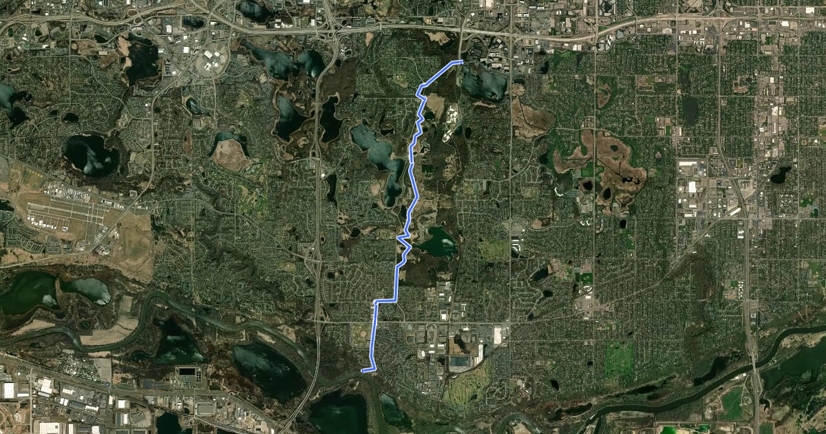 Маршрут Bush Lake Trail на спутниковом снимке