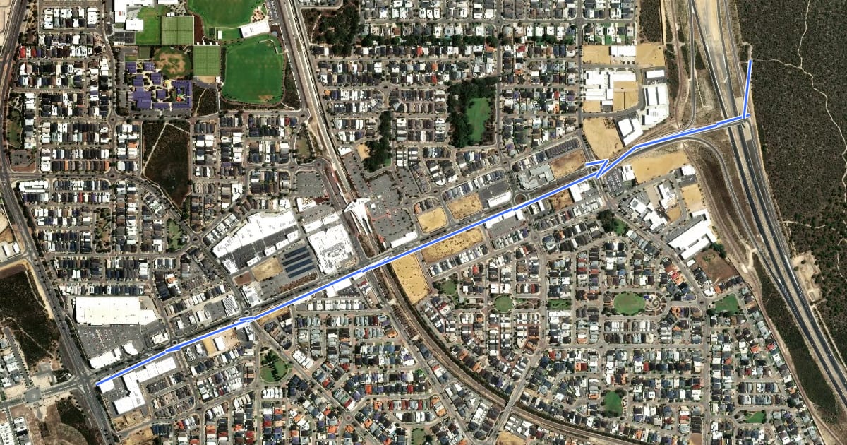 Маршрут Butler Boulevard Shared Path на спутниковом снимке