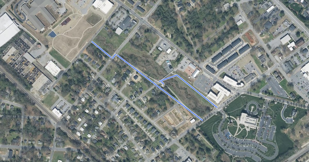 Маршрут Butterfly Branch Greenway на спутниковом снимке
