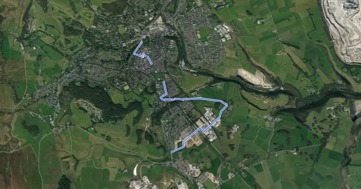 Маршрут Buxton Cycle Route 5 на спутниковом снимке