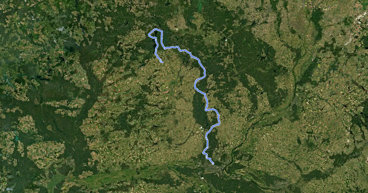 Маршрут Bydgoszcz - Chojnice на спутниковом снимке