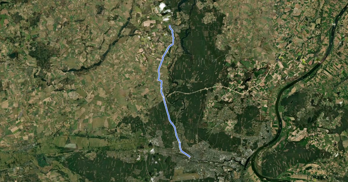 Маршрут Bydgoszcz-Koronowo на спутниковом снимке