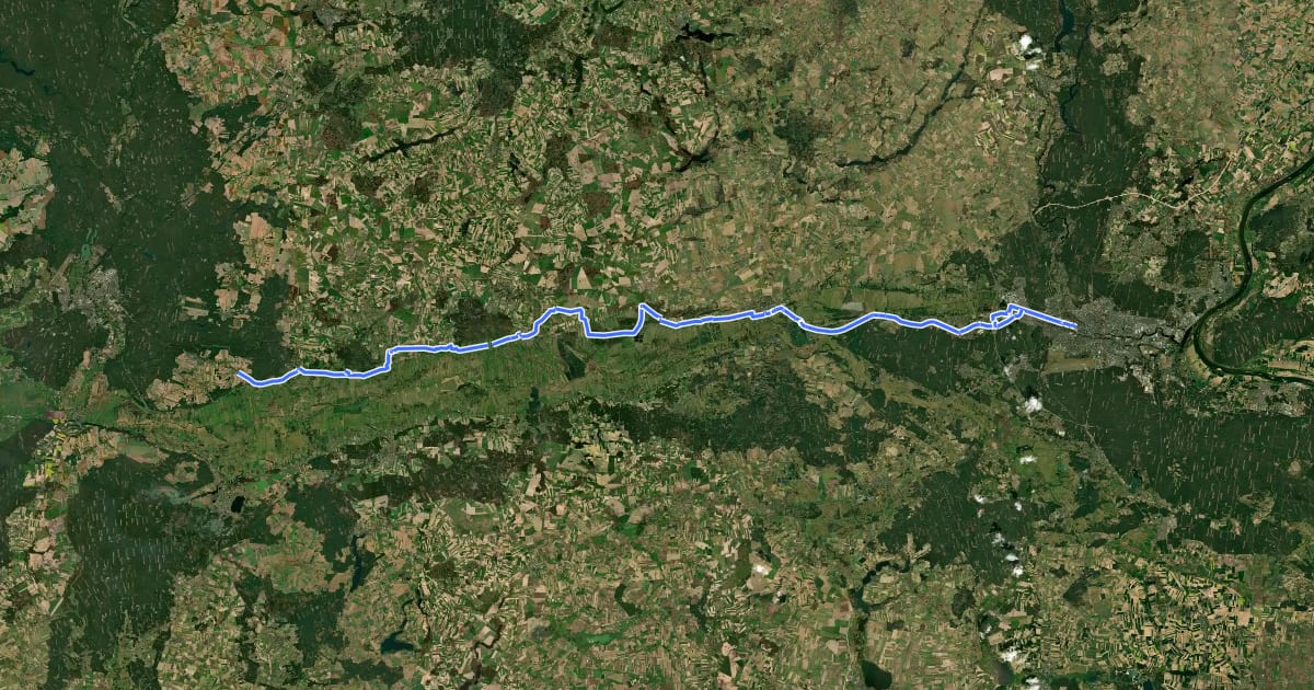 Маршрут Bydgoszcz - Nakło nad Notecią - Piła на спутниковом снимке