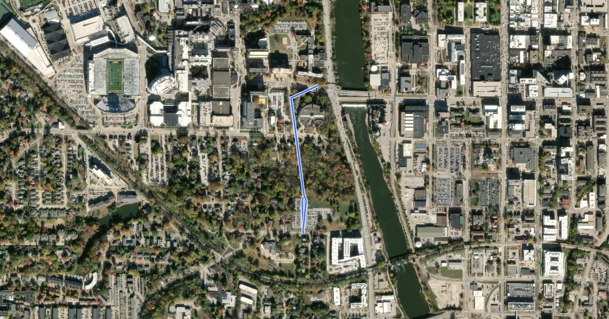 Маршрут Byington Road Sidepath на спутниковом снимке