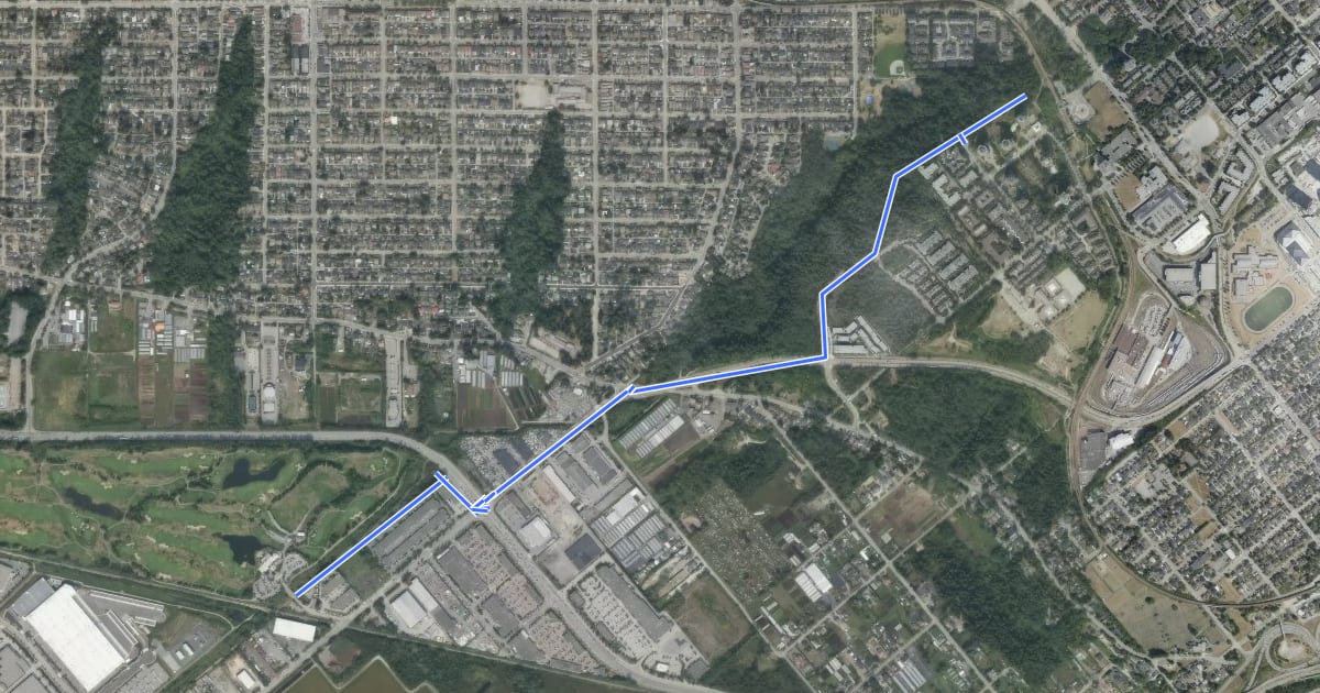 Маршрут Byrne Creek Urban Trail на спутниковом снимке