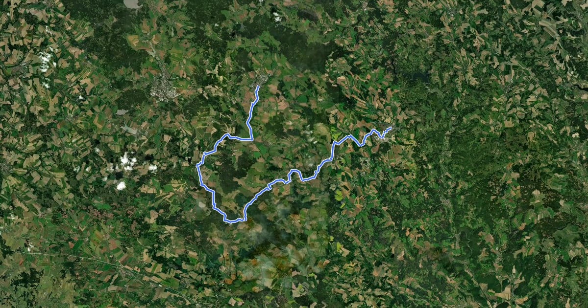 Маршрут [Č] Bystřice nad Pernštejnem - Nové Město na Moravě на спутниковом снимке