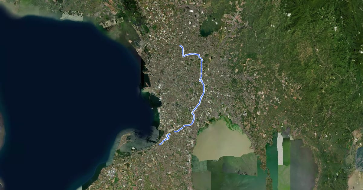 Маршрут C-5 Bicycle Lane Network (southbound) на спутниковом снимке
