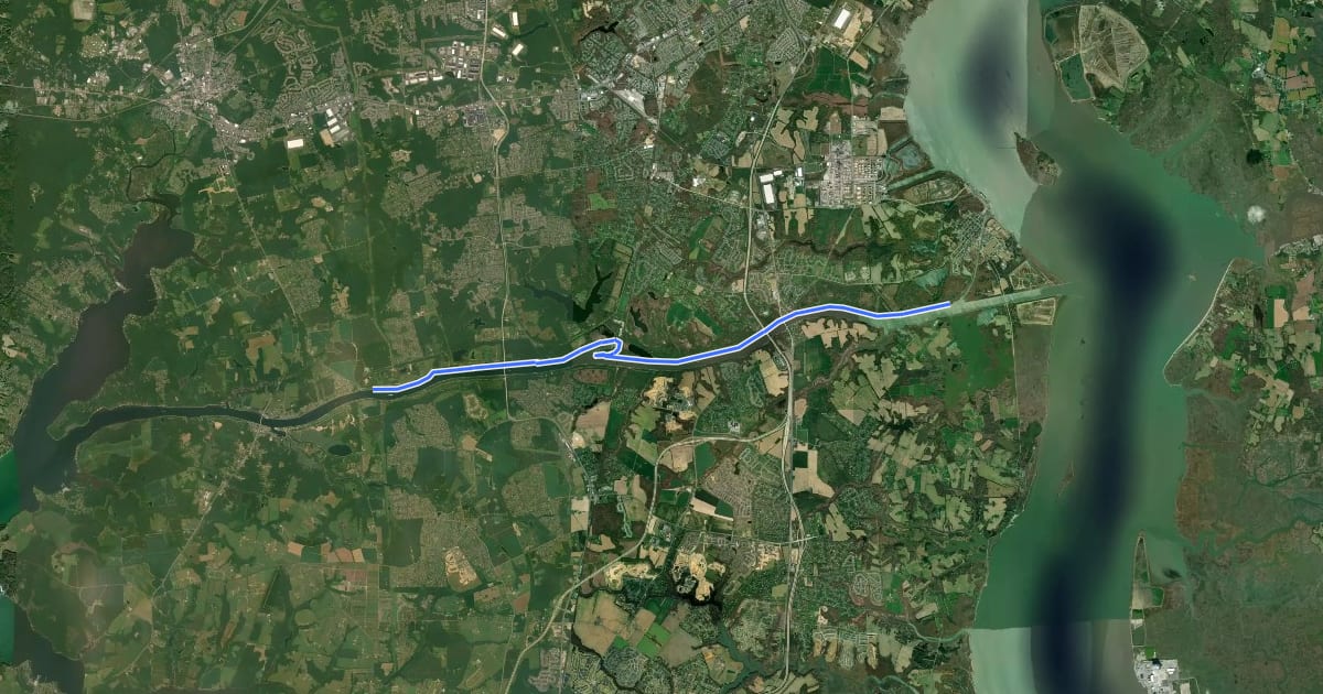 Маршрут C&D Canal Trail на спутниковом снимке