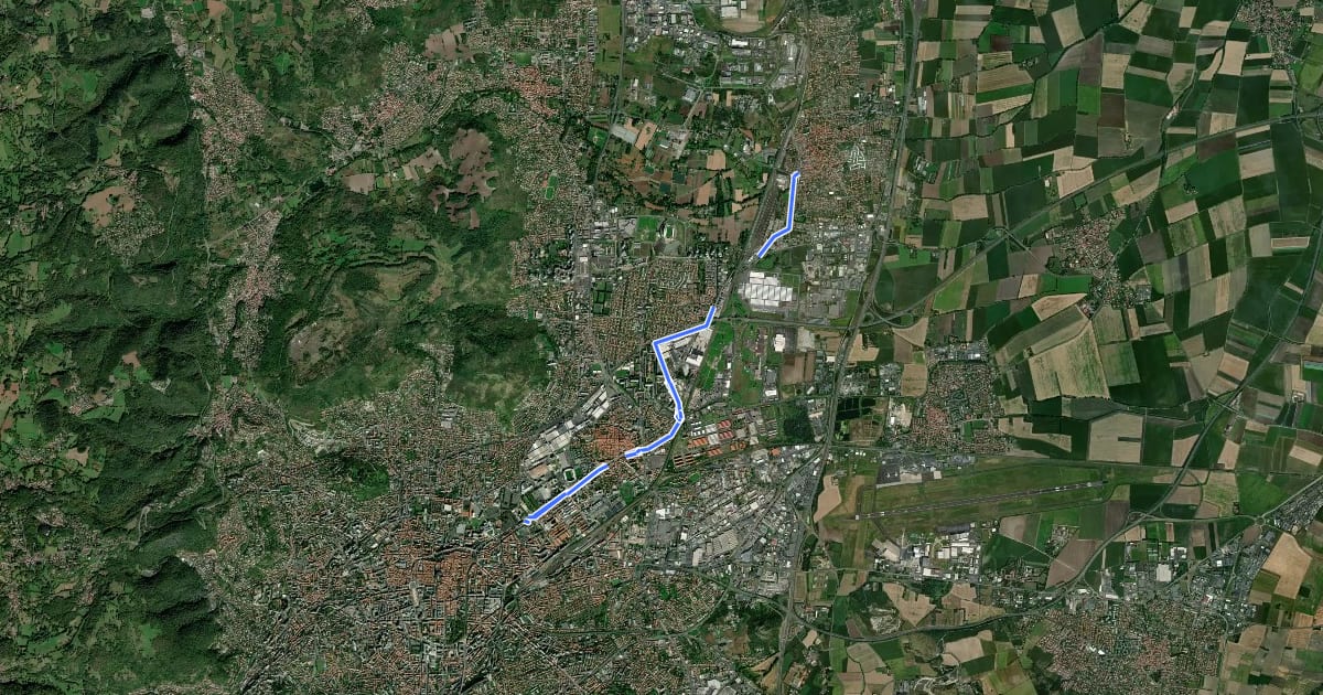 Маршрут C. Réseau Clermont-Ferrand/Gerzat на спутниковом снимке