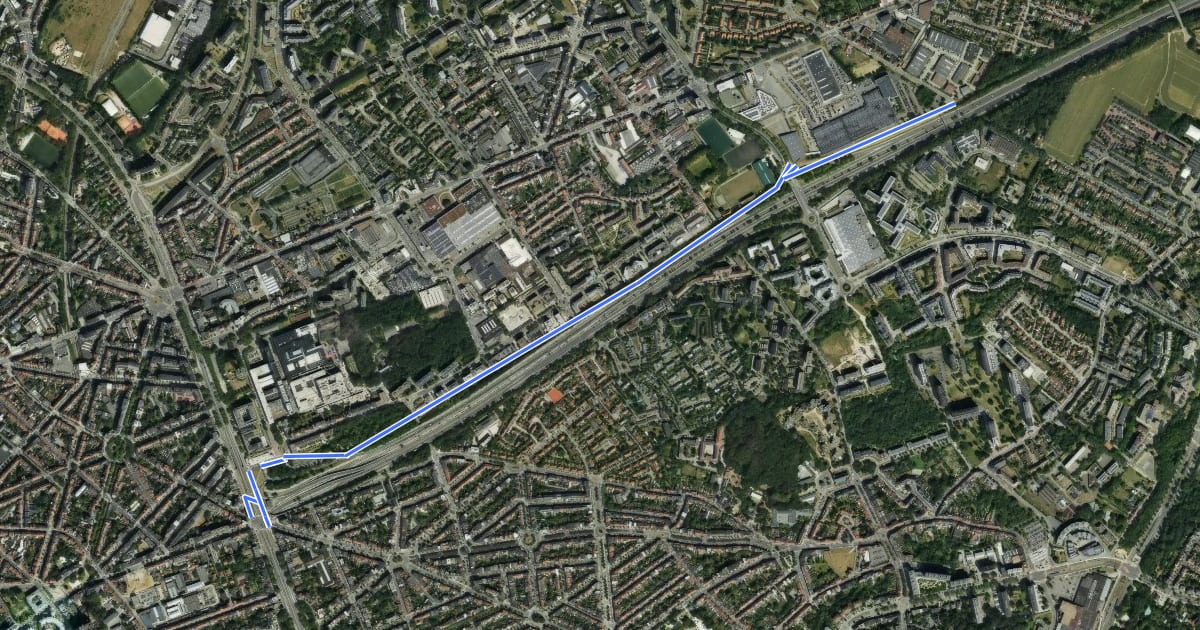 Маршрут C203 Cyclostrade Brussel ↔ Sint-Stevens-Woluwe на спутниковом снимке