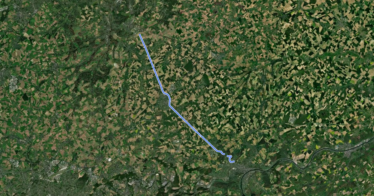 Маршрут C204 Cyclostrade Louvain-La-Neuve - Namur на спутниковом снимке