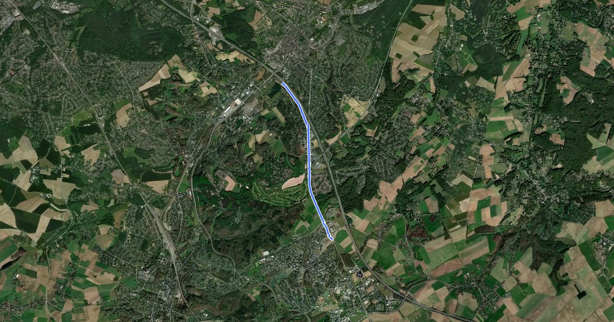 Маршрут C204 Cyclostrade Wavre - Louvain-La-Neuve на спутниковом снимке