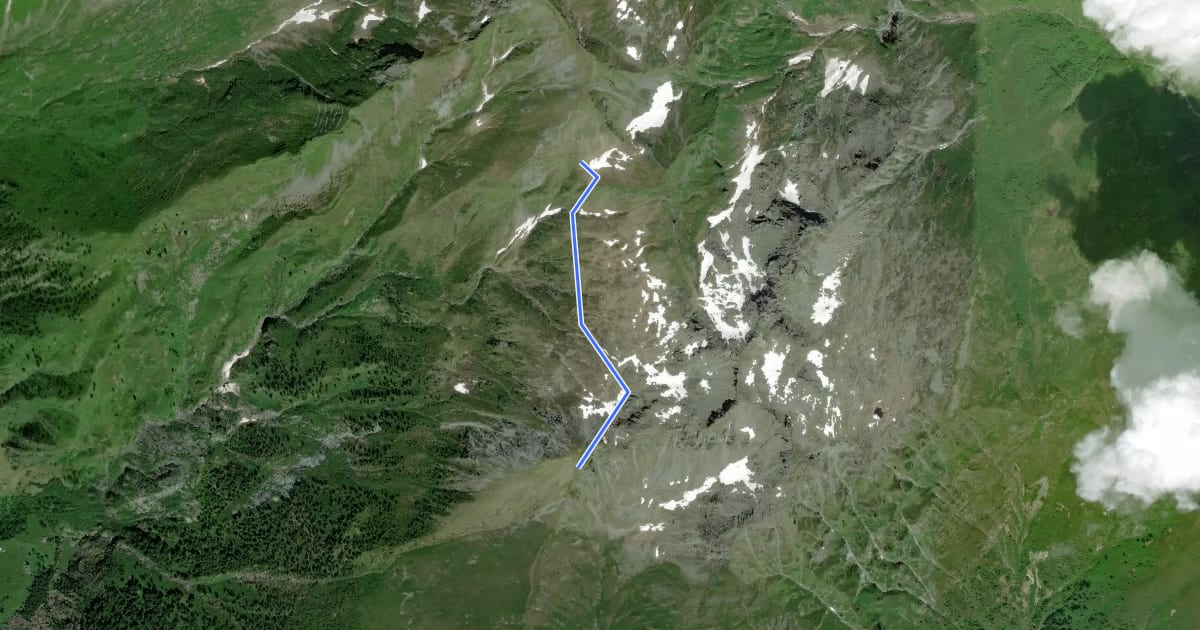 Маршрут C20a - bivio C20 - Alpe Pianello - bivio C22 на спутниковом снимке