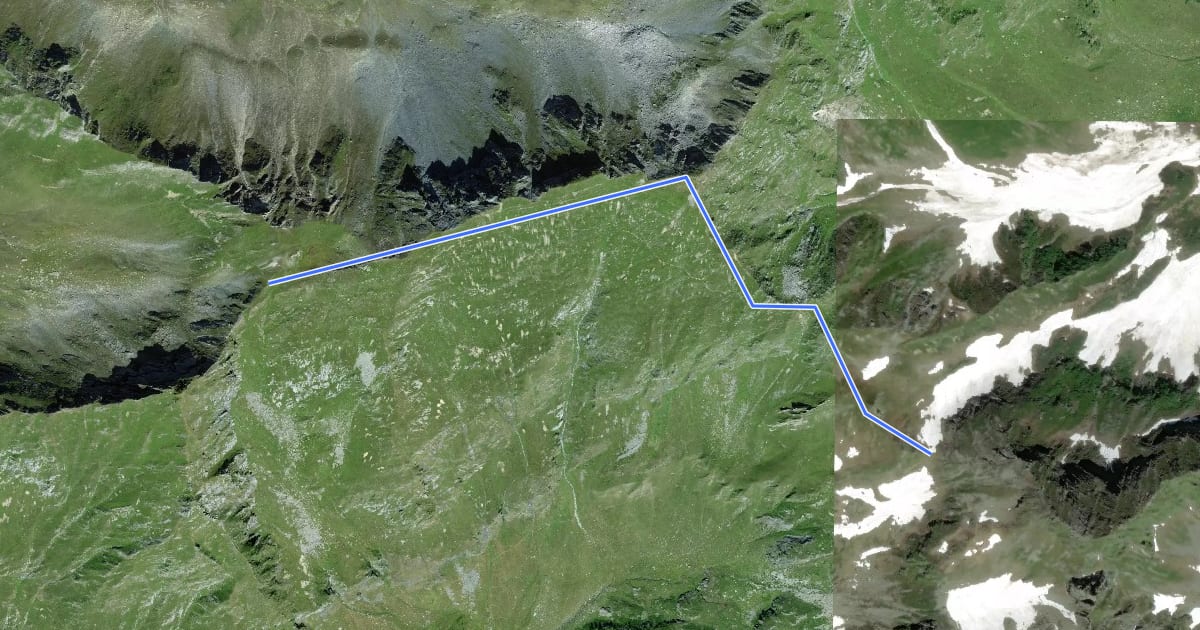Маршрут C98a - Passo del Busin - Passo della Preia на спутниковом снимке