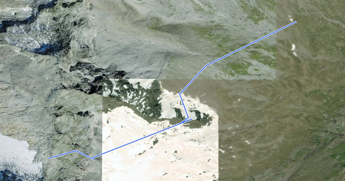 Маршрут C99a - bivio C99 - Bivacco Varese - Attacco Ferrata del Lago - Passo Bottarello на спутниковом снимке
