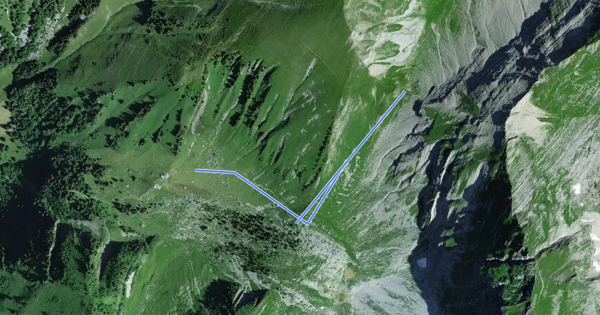 Маршрут Cabane de Bounavaux - Col de Bounavaletta на спутниковом снимке