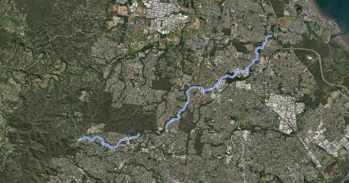 Маршрут Cabbage Tree Creek Bikeway на спутниковом снимке