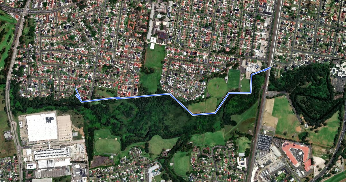 Маршрут Cabramatta Creek на спутниковом снимке