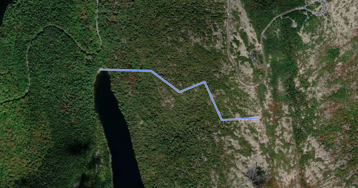 Маршрут Cadillac West Face Trail на спутниковом снимке