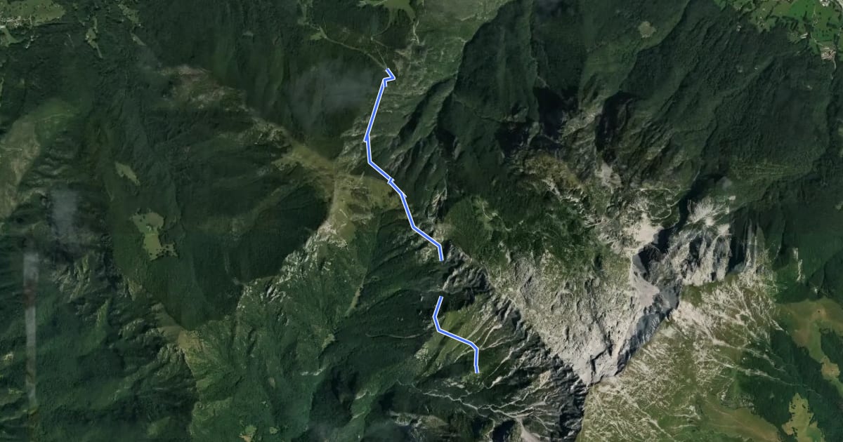 Маршрут Cainallo - Rifugio Bietti на спутниковом снимке