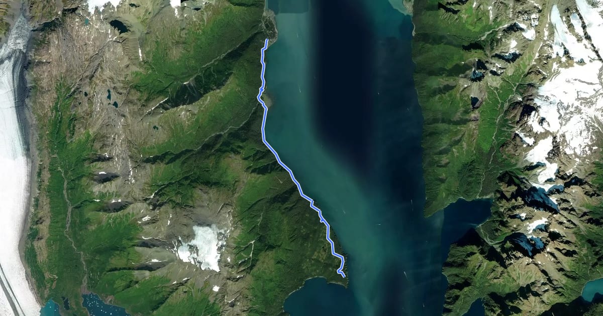 Маршрут Caines Head Trail на спутниковом снимке