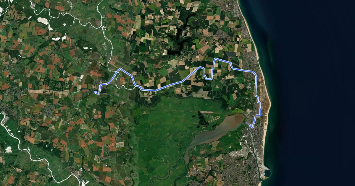 Маршрут Caister Castle Cycle Route на спутниковом снимке