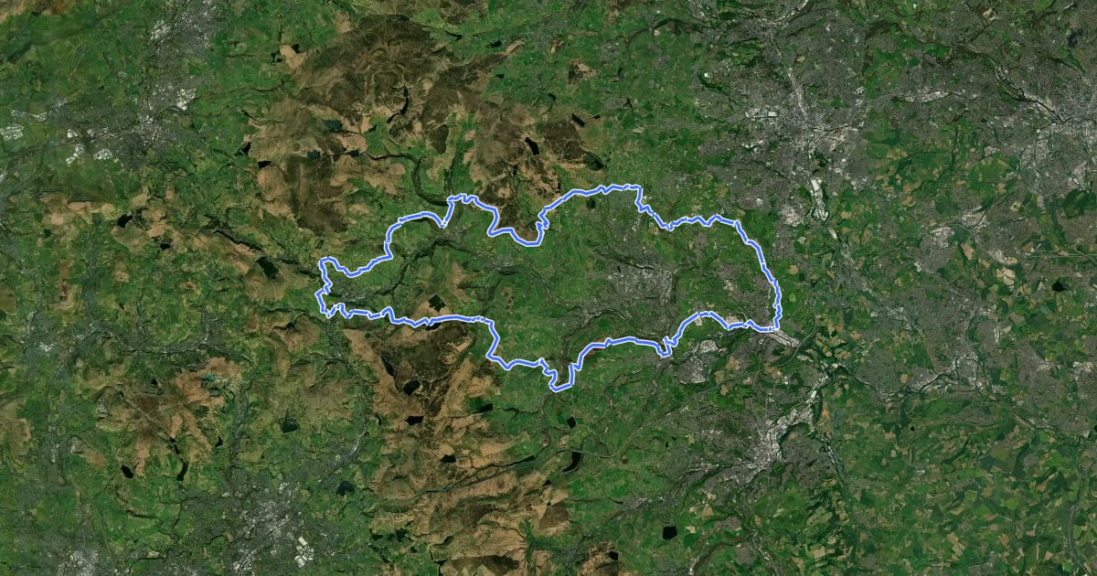 Маршрут Calderdale Way на спутниковом снимке