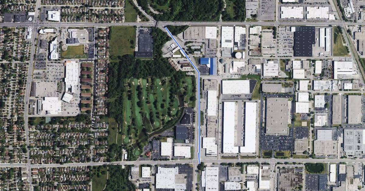 Маршрут Caldwell Avenue на спутниковом снимке