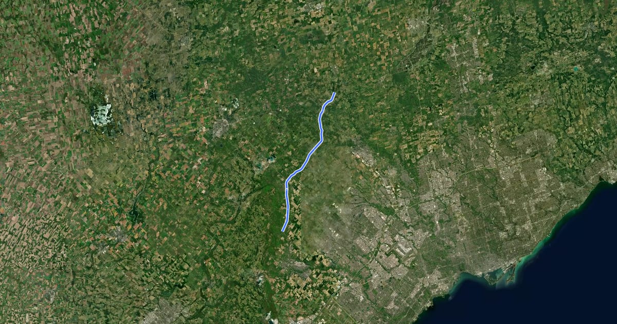 Маршрут Caledon Trailway (cycling) на спутниковом снимке