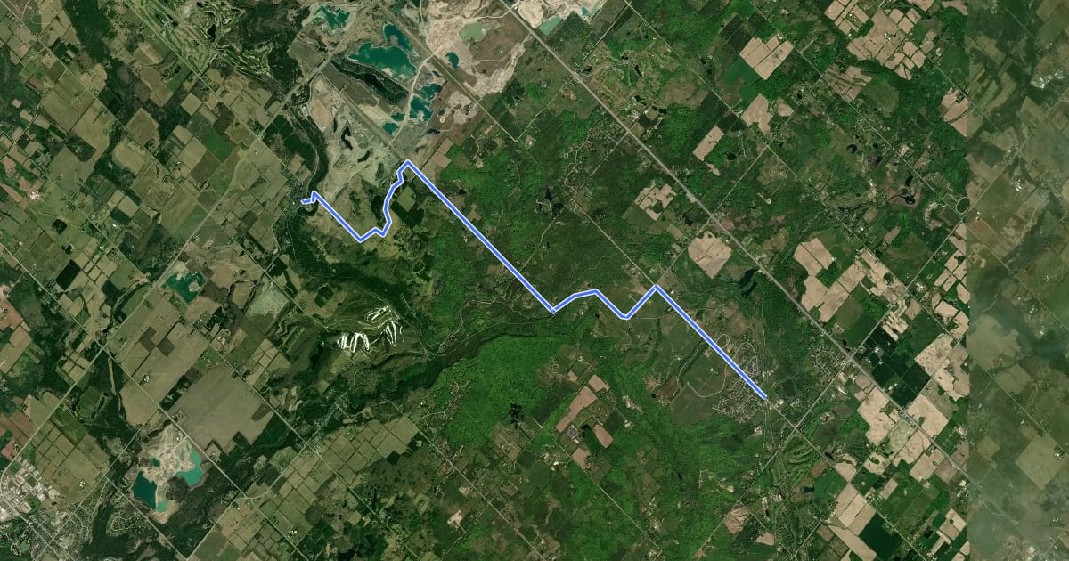 Маршрут Caledon Trans Canada Trail link на спутниковом снимке