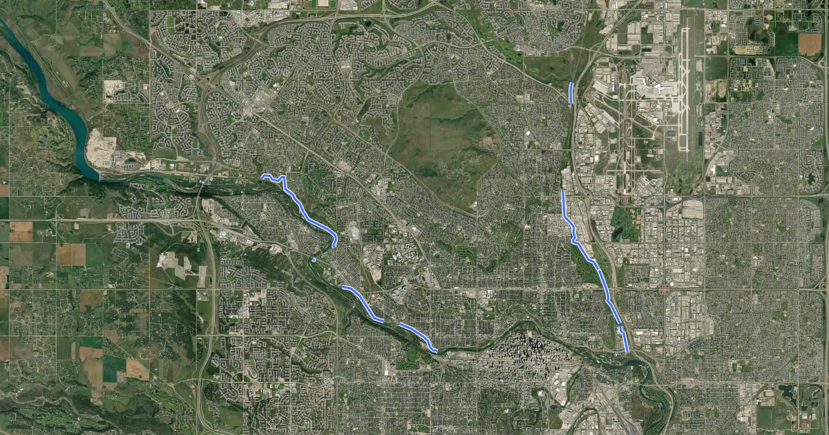 Маршрут Calgary Trans Canada Trail на спутниковом снимке