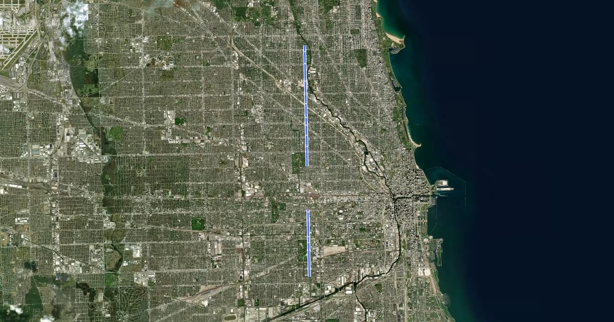 Маршрут California Avenue на спутниковом снимке