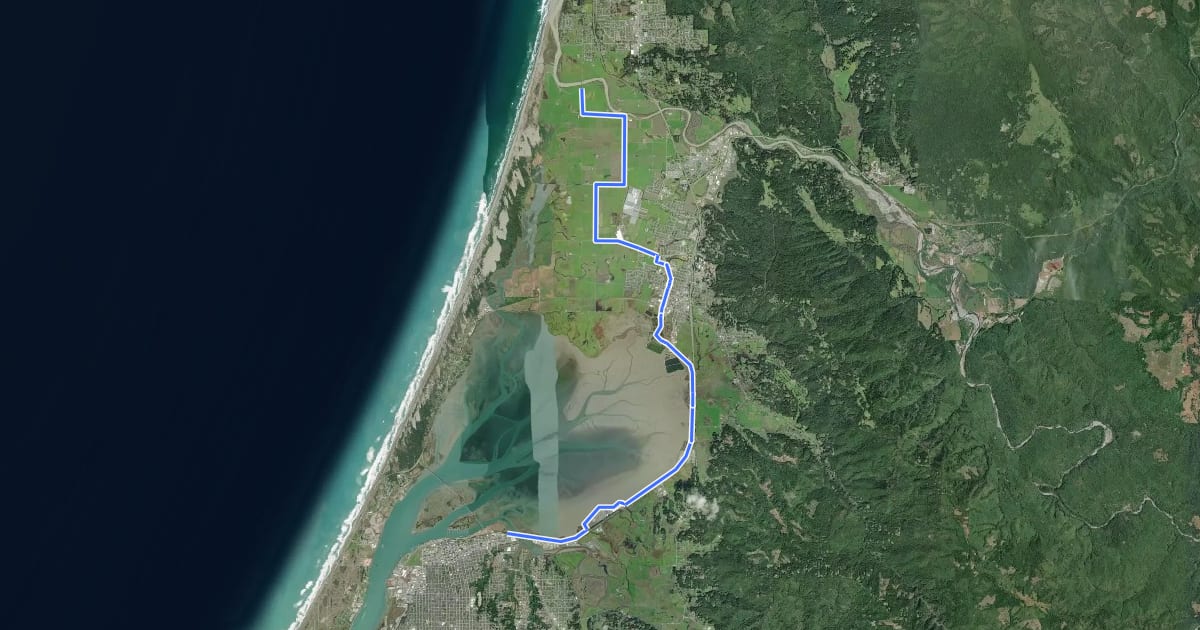 Маршрут California Coastal Trail - Arcata на спутниковом снимке