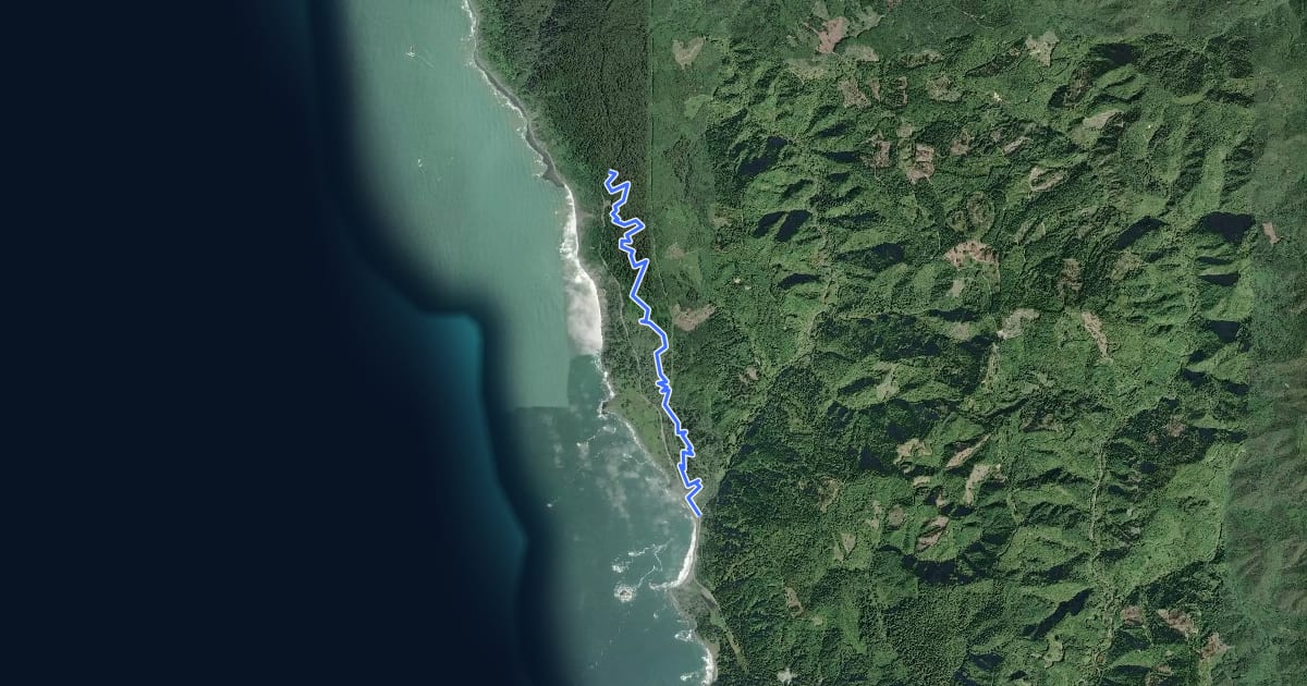 Маршрут California Coastal Trail - DeMartin Section на спутниковом снимке