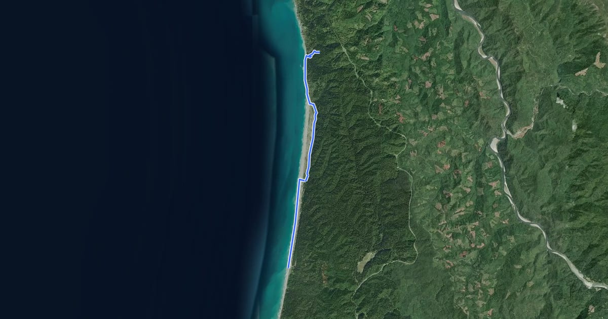 Маршрут California Coastal Trail - Gold Bluffs Beach Section на спутниковом снимке