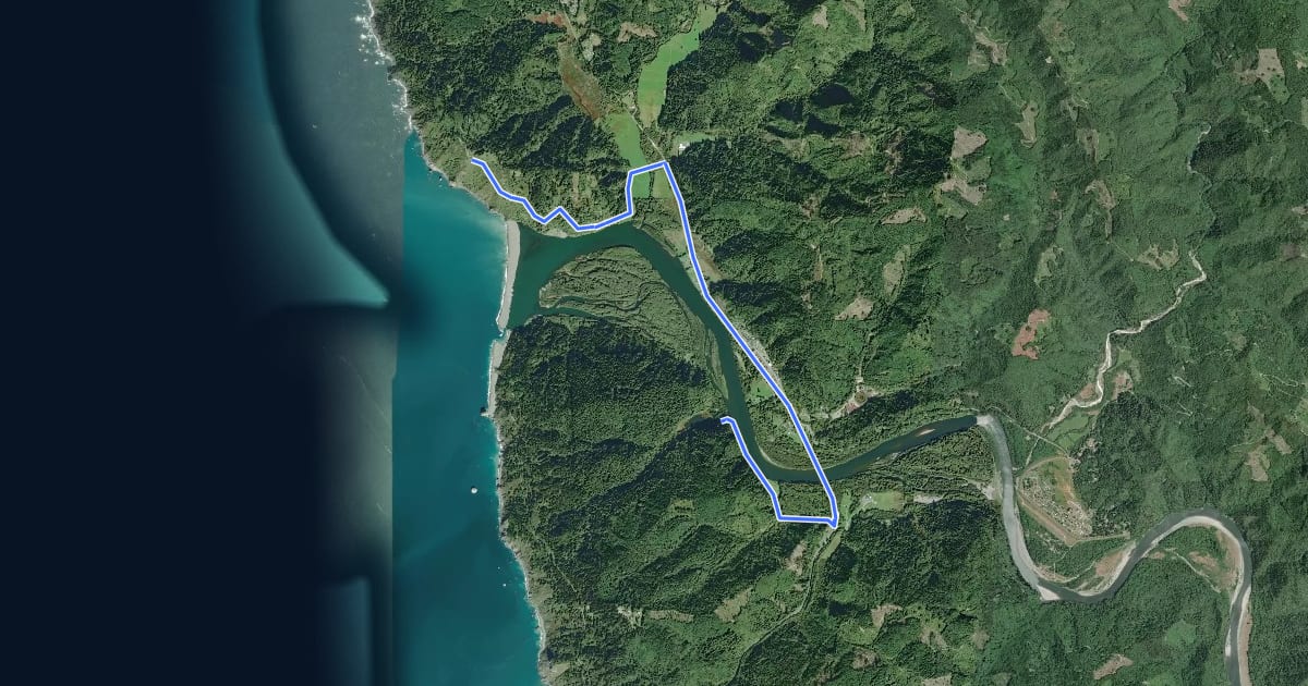 Маршрут California Coastal Trail - Klamath Crossing на спутниковом снимке