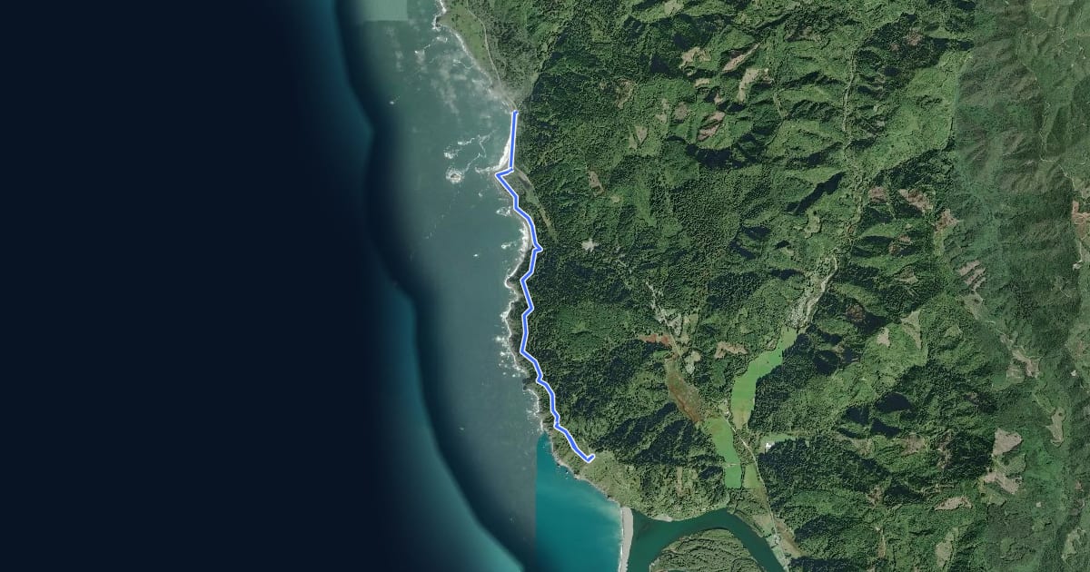 Маршрут California Coastal Trail - Klamath Section на спутниковом снимке