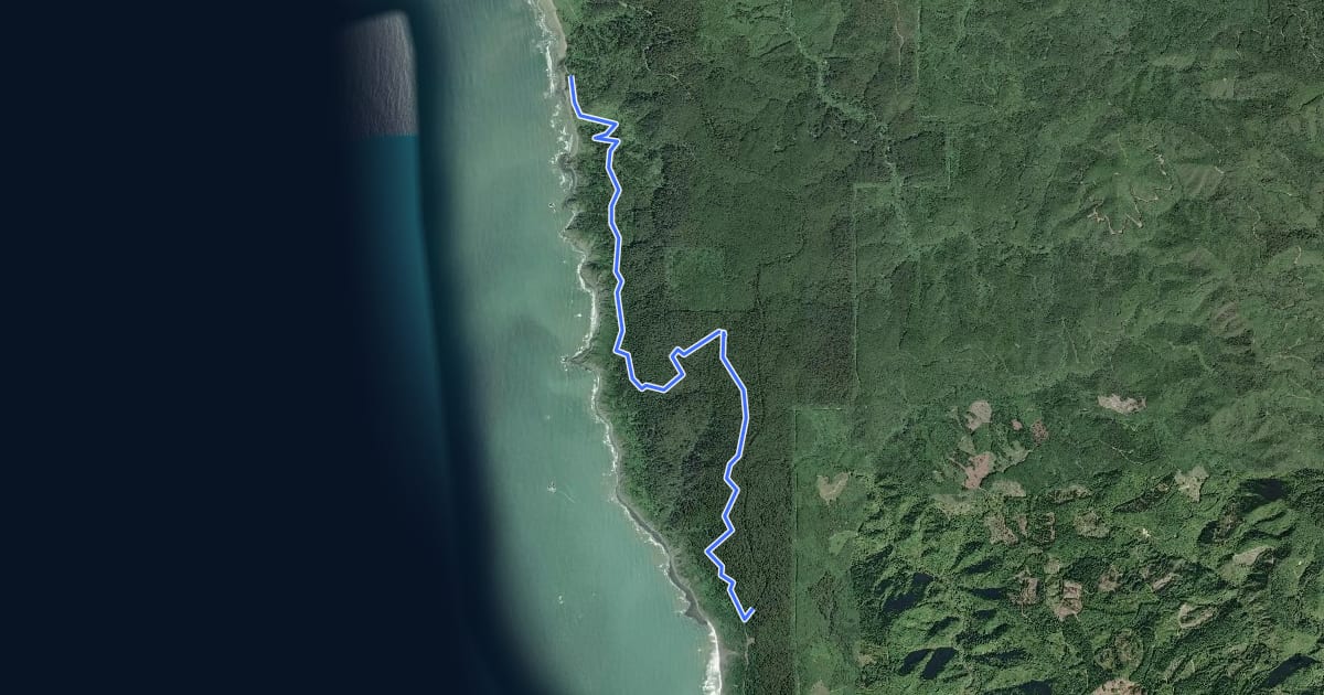Маршрут California Coastal Trail - Last Chance Section на спутниковом снимке